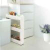 Copper Top - 3-Tier Slim Slide Out Kitchen Trolley, Storage Shelf, Moving Wall Cabinets Tower Holder Rack on Wheels, Rolling Storage Unit Cart fo