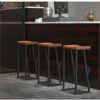 DINGZZ Industrial Bar Stool, Antique Vintage Stool Height Backless Swivel Counter Furniture Metal, Wooden Barstools, Ideal for Restaurant, Cafe,