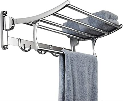 XMING Stainless Steel Folding Movable Bath Towel Rack Multi-function Storage Rack, Stainless Steel Bathroom Pendant (Size:50 * 25 * 10 Cm)