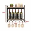 EYLINK Vintage Wine Racks Wall-Mounted, Kitchen Bar Unit Floating Shelves Rustic Wood Board Wine Bottle Holder Metal Iron Wine Glass Rack Goblet