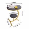 suruim Luxury Marble Round Coffee Table Sofa Side Table Corner Table Living Room Sofa End Bedside Table Outdoor Indoor Furniture (Gold+Black)