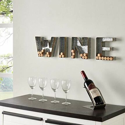 Danya B. Wall Mount "WINE" Letter Set Cork Holder - Galvanized Sheet Metal