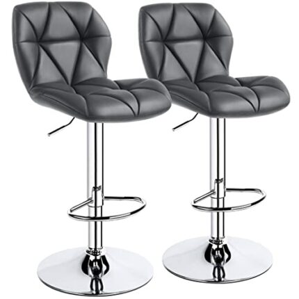 LUKEO Adjustable Faux Leather Swivel Armless Bar Stool, Set of 2, Chair Bar Bar Stools Set of 2 (Color : D, Size : 17.5" x 20.5" x 34.6-42.5")