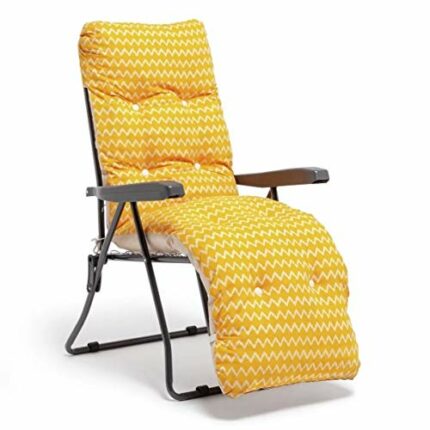 Sainsburys Padded Reclining Sun Lounger Cushioned Chair Set - Yellow Seville (Outdoor Garden Deck Chair)