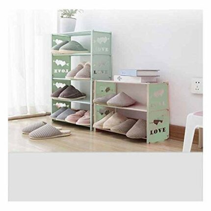 EYHLKM Mini Furniture Simple Shoe Rack Multilayer Assembly Heart-shaped Shoe Storage Cabinet Household Dormitory Shoes Organizers (Color : Argent