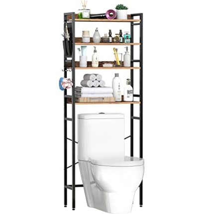 sitanes Over The Toilet Storage, 4-Tier Over Toilet Bathroom Organizer with Adjustable Shelf, Multifunctional Toilet Shelf Organizer with Detacha