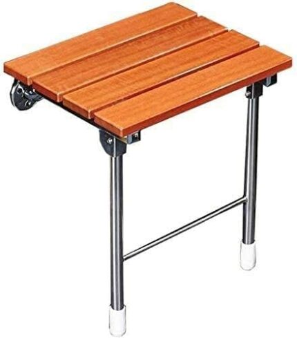 taimowei Foldable Solid Wood Shower Bath Stools, Wall Mounted Shower Seat Change Shoes Stool Elderly Max 160Kg,Household Goods
