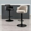 Bar Stools with Back Adjustable Swivel Barstools with Footrest Kitchen Counter Height Dining Chairs Gaslift Metal Legs with Footrest Upholstered