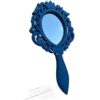 collectiblesBuy Handcrafted Wooden Hand Held Mirror Blue Floral Design with Handle Small Oval Shape Plain HD Dressing Table Bathroom Accessory Va