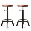 Diwhy Industrial Vintage Bar Stool,Wood Seat Counter Stool,Height Adjustable 23.7-29.5inch Kitchen Cast Iron Stool,Swivel Bar Stool,Metal Stool S