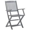 vidaXL 5 Piece Solid Acacia Wood Garden Dining Set Easy Clean Outdoor Folding Table Chair Grey Patio Furniture