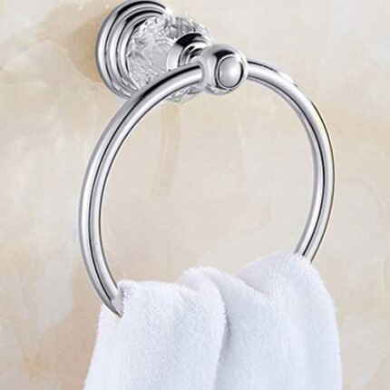 HIGOH Towel Racks, Bath Towel Holder,Bathroom Hand Towel,Crystal Towel Holder,Chrome Towel,Round Wall Mounted Towel Rack Bar Holder,Classic Bathr