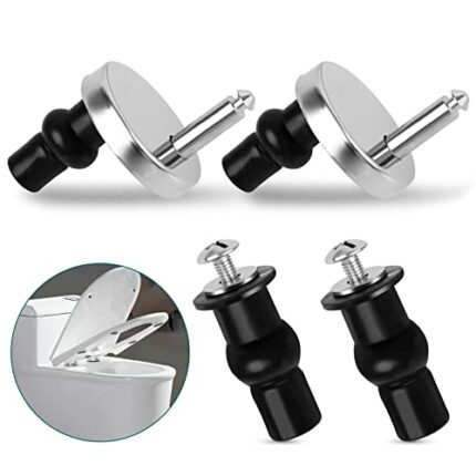 Toilet Seat Fittings, 2 Pack Toilet Seat Hinges with 2 Extra Screws, Stainless Steel Toilet Seat Screws with Expanding Rubber Screws, Stainless S