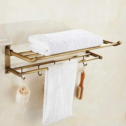 HIGOH Towel Rack Antique Towel Rack, All Copper Bath Towel Holder, Bathroom Hanger, Toilet Rack, Toilet Toilet Bathroom Hardware