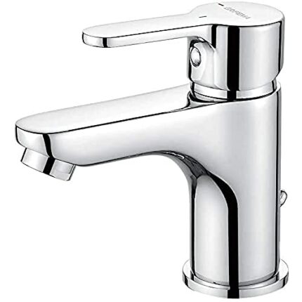 GRIFEMA-PROTO G11003 Single Lever Bathroom Sink Tap Chrome-Plated Brass Basin Faucet With Back Waste Pluge Hot and Cold Water Countertop Basin Mi