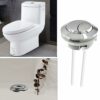 Toilet Flush Button(Silver),Round Head Toilet Flush Button,Toilet Push Button Flush Replacement,Two Rods Dual Push Button Toilet Flush Button for