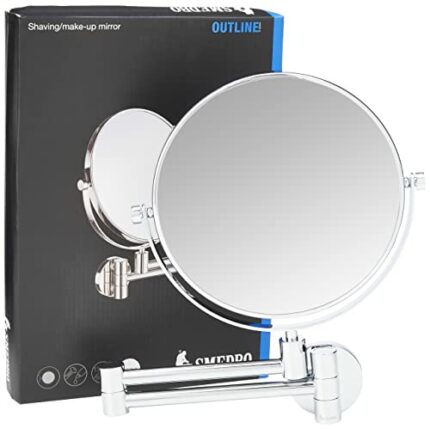 Smedbo Outline Shaving/Make-up Mirror with Swing Arm, Stainless-Steel, Polished Chrome, 33.5 x 23.5 x 4.8 cm