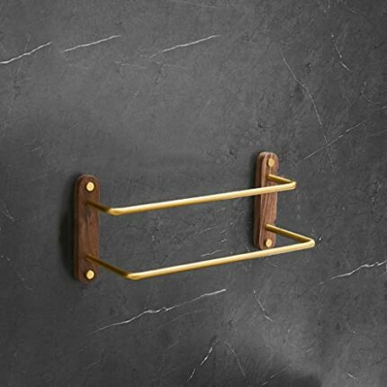 TBIIEXFL Bathroom Aluminum Towel Hanger Mounted Towel Rack Wood Towel Bar Rail Bathroom Accessories (Color : D, Size : 40cm)
