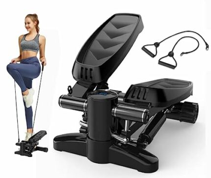 Afrann Mini Stepper for Exercise 330lb, Aerobic Fitness Stair Stepper Climber Bike Peddler Exercise Machine with Resistance Bands and Display, St