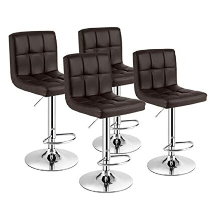 DINGZZ Set of 4 Adjustable Bar Stools PU Leather Swivel Kitchen Counter Pub Chair (Color : 3-pack, Size : Light Grey)