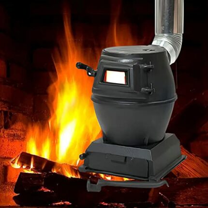 DISHENGZHEN Pure Cast Iron Carbon Fire Stove, Firewood Furnace with Viewing Window, Multi Fuel Wood Burning Stove, Camping Stove for For Tent, In