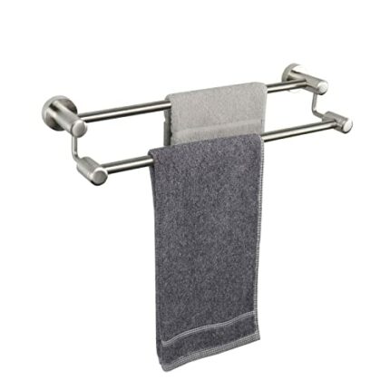 TocTen Double Bath Towel Bar - Thicken SUS304 Stainless Steel Towel Rack for Bathroom, Bathroom Accessories Double Towel Rod Heavy Duty Wall Moun