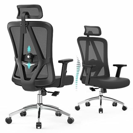 YONISEE Office Chair, Ergonomic Desk Chair with Adjustable Lumbar Support & Headrest, Armrest Tilt Function Comfy Swivel Computer Chair High Back