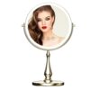 WIZCHARK 8” Lighted Makeup Mirror, 1X 10X Magnifying Mirror with Light, Double Sided Vanity Mirror with Lights, 3 Color LED Dimmable 2000mAh Rech