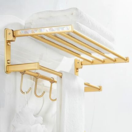 HIGOH Towel Rack Light High-End Towel Rack, Bathroom Folding Towel Holder, Bathroom Rack Toilet Bathroom Hardware