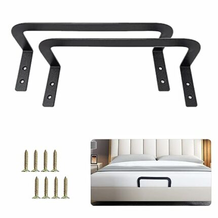 DIYYILIF 2 Pcs Mattress Retainer Bar, Black Metal Mattress Holder in Place to Keep Mattress from Sliding, Mattress Slide Stopper for Wooden Bed F