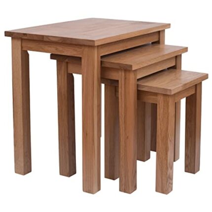 AERATI Nest of Tables Set of 3 Nesting Coffee Tables OAK Side End Lamp Tables for Living Room Natural
