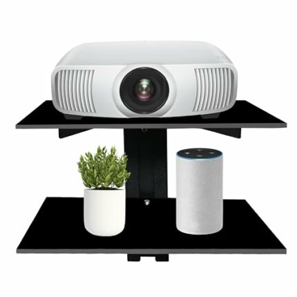 FEBTECH - Projector Shelf for Wall - Wall Mounted Shelf - Floating Shelf for Tv,DVD Players,Games Consoles, Cable Boxes, TV Accessories, 2 Shelf,