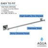 Agua Accessories Towel Rails Wall Mounted 65cm, Stainless Steel Towel Rack Hanging Cloths for Bathroom, Chrome Kitchen Square Towel Holder Bar is
