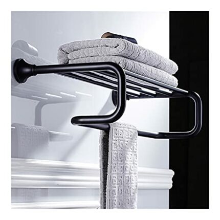 HIGOH Towel Rack Towel Rack Antique Brass Bathroom Towel Holder, Wall Mounted Towel Rack, Towel Shelf Bathroom Accessories, Brass Towel Rail Towe