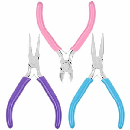 Jewelry Pliers, Shynek 3pcs Jewelry Making Pliers Tools with Needle Nose Pliers/Chain Nose Pliers, Round Nose Pliers and Wire Cutter for Jewelry
