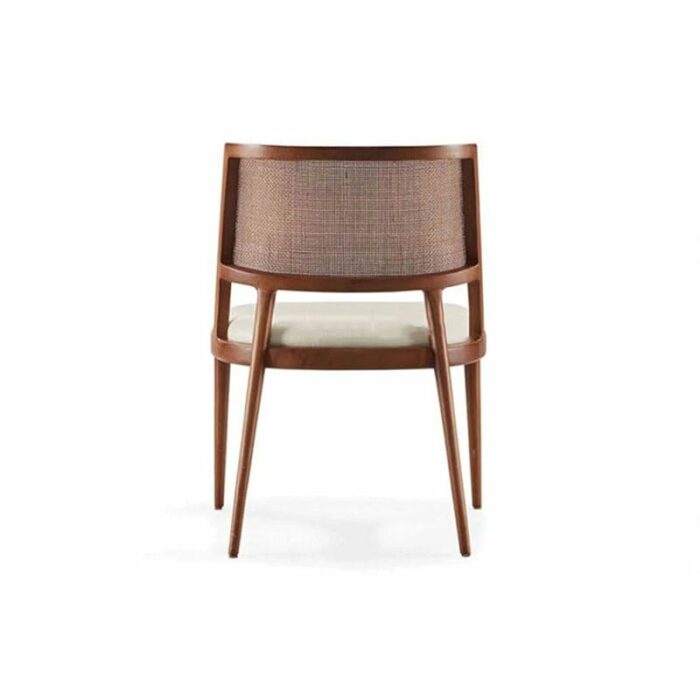 WALNUT Retro Dining Room Furniture With Armrests Backrest Chair Solid Wood Dining Stool Woven Rattan Chair