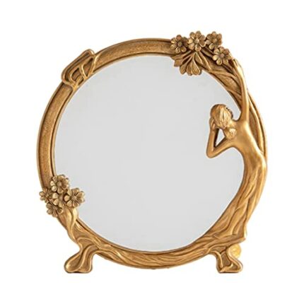 SDFGH Makeup Retro Style European Resin Carved Ornaments Round Antique for Tabletop Bedroom Home Decor