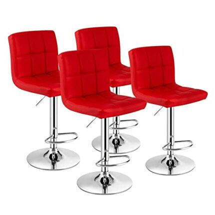 DINGZZ Set of 4 Adjustable Bar Stools PU Leather Swivel Kitchen Counter Pub Chair (Color : D, Size : Light Grey)