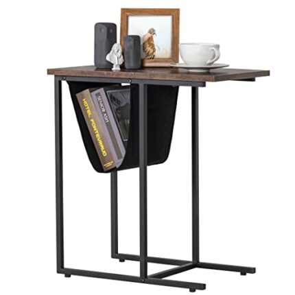 Tektalk End Table Coffee Table Sofa Side Table Nightstand Industrial Style Easy Assembly for Living Room Bedroom - Rustic Brown