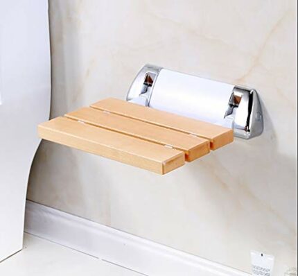 CHEWO Bath Stools,Wall-Mounted Drop-Leaf Stool Shower Bath Stool Folding Seat-Bathroom Non-Slip Bath Bench Wall Chair,Chrome Base