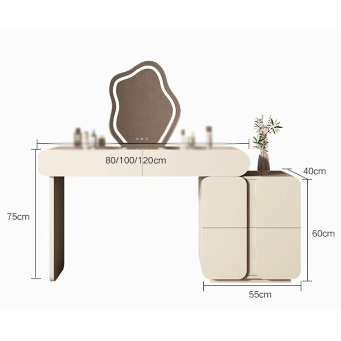 n/a Dressing Table with Stool and LED Extension 6 Drawer Bedroom Furniture Vanity Table