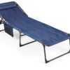ALPHA CAMP Outdoor Folding Sun Loungers for Garden, Folding Reclining Sunloungers Lounger, Portable Sunbed with Pillow and 5 Position for Garden,