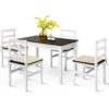DINGZZ 5 Piece Cutlery Set Solid Wood Compact Kitchen Dining Table And 4 Chairs Furniture
