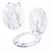 Anika 92499 Marble Effect Toilet Seat Anti Bacterial Coating Chrome Hinges, 43cm x 37.5cm