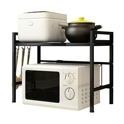 Redwestmelon Microwave Oven Rack Adjustable Rice Cooker Shelf Stand Kitchen Countertop Storage Organiser Holder Free Standing Expandable Spice Ra