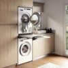 Asko Pull-Out Shelf with Laundry Basket (Connector) for Built-in Washing Machines and dryers HDB1153W, Stainless Steel, White