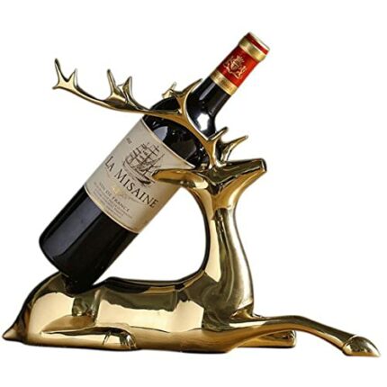 DISHENGZHEN Wine Storage Racks Wine Bottle Holder, Pure Copper Elk Single Wine Rack Creative Animal Sculpture, Wine Storage Rack for Home and Off