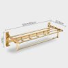 Towel Rack Wall Mounted Towel Holder Adhesive Towel Shelf with Hook No Drill Folding Space Aluminum For Bathroom Toilet,gold,50cm