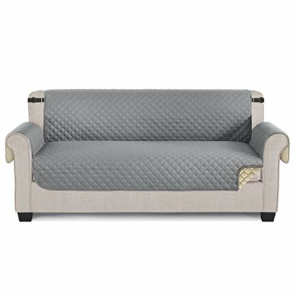 TAOCOCO 3 Seater Sofa Protectors for Kids with Elastic Strap,Washable Sofa Cover Protect Slipcovers for Pets(Pale Grey)
