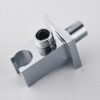 Wall Supply Elbow with Hand Shower Holder, Keymark Brass Square 1/2″Shower Hose Connector, Wall Mount Drop Ell Union Water Outlet, Chrome